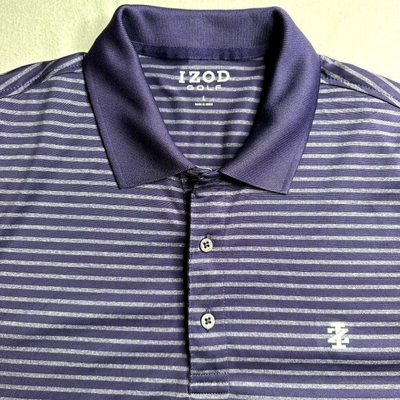 IZOD Golf Polo Mens Large Striped Lightweight - Picture 3 of 13